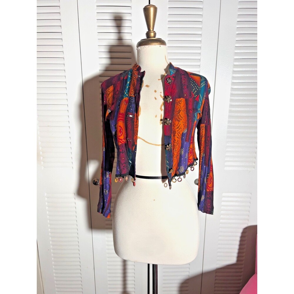Petite Focus Cardigan Size 2P VTG 90's Cropped Coquette Indie Sleaze Disco Era